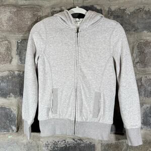 Old Navy Sweatshirt Woman's XS Light‎ Gray Hooded Fleece Lined Full Zip Casual